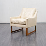 Sled armchair, teak, white leather, Kill International edition
