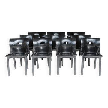 A set of chairs and armchairs, Anna Castelli for Kartell, Italy, 80s.