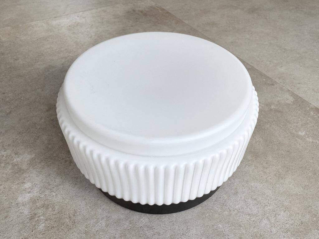 Round vintage ribbed glass ceiling lamp
