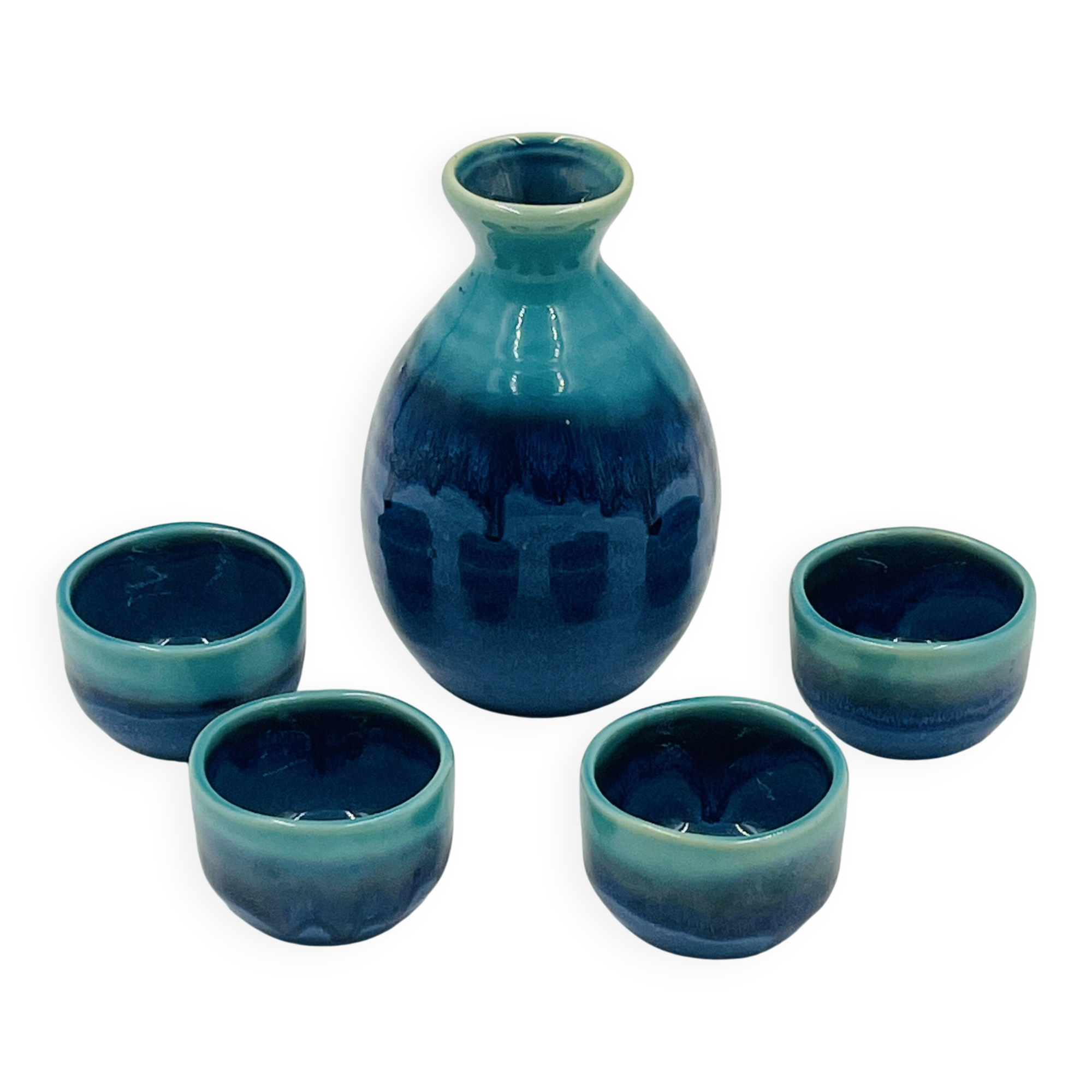 Japanese sake service in Mino Seiryu ceramic.