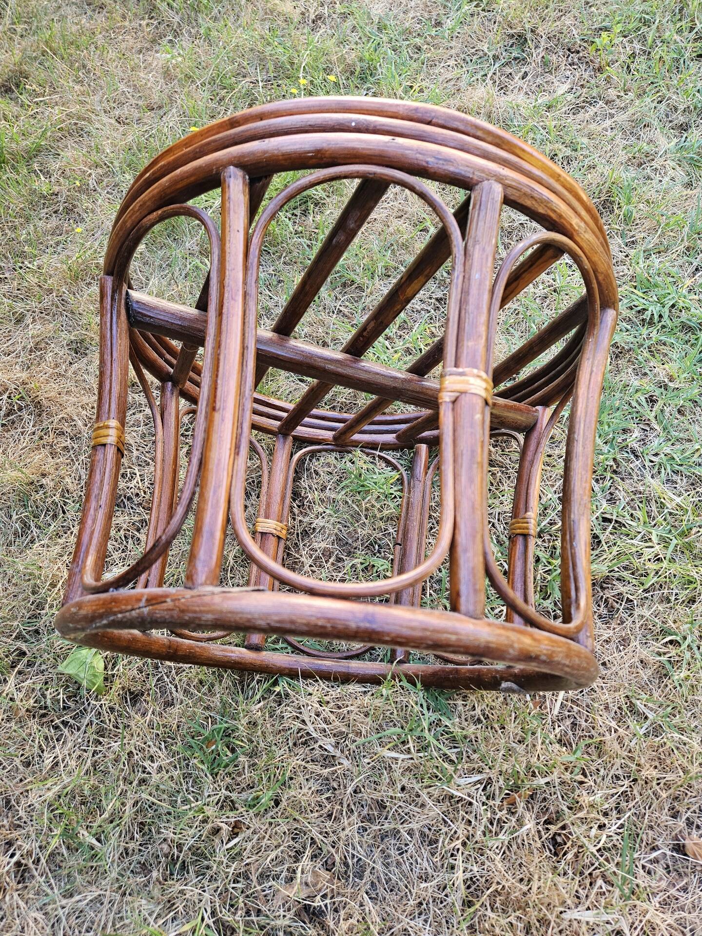Bamboo and wicker stool: 80's