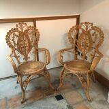 Paire de fauteuils en rotin Peacock
