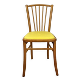 60s blond wood and yellow vinyl bistro chair