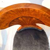 Biedermeier Ballon Chairs, Ash Veneer, Grey Velvet, Vienna, 1900, Set of 4