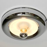 Round metal chrome ceiling or wall lamp from Italy | Space Age Design