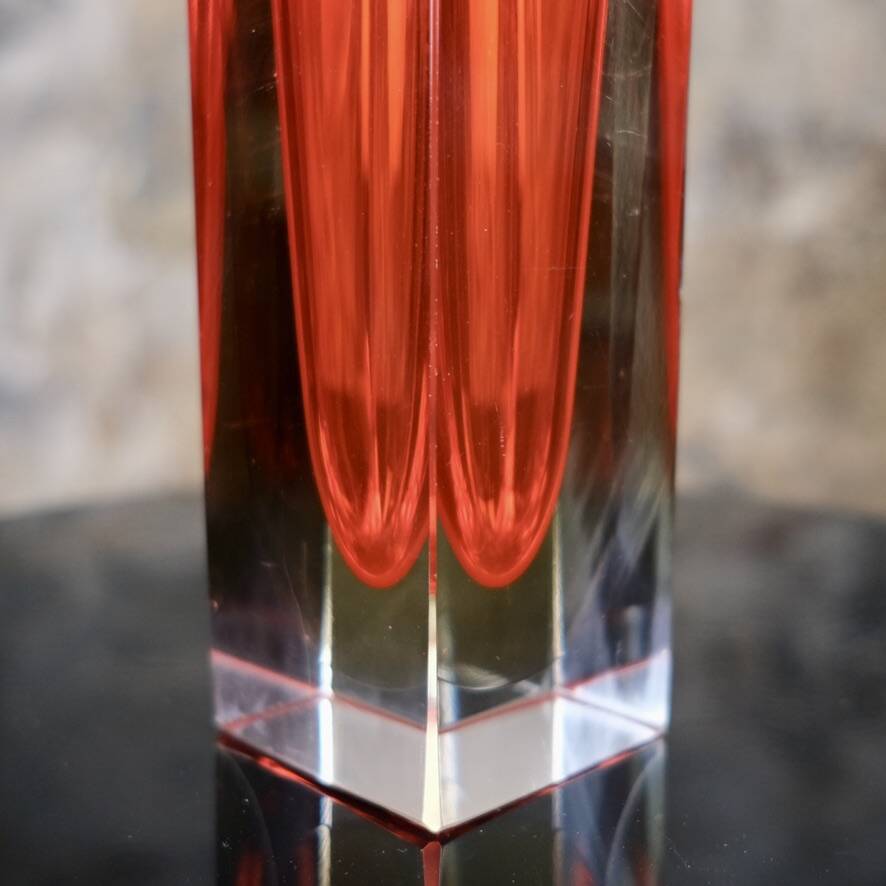 Large red Sommerso Murano vase, Italy, 1960s