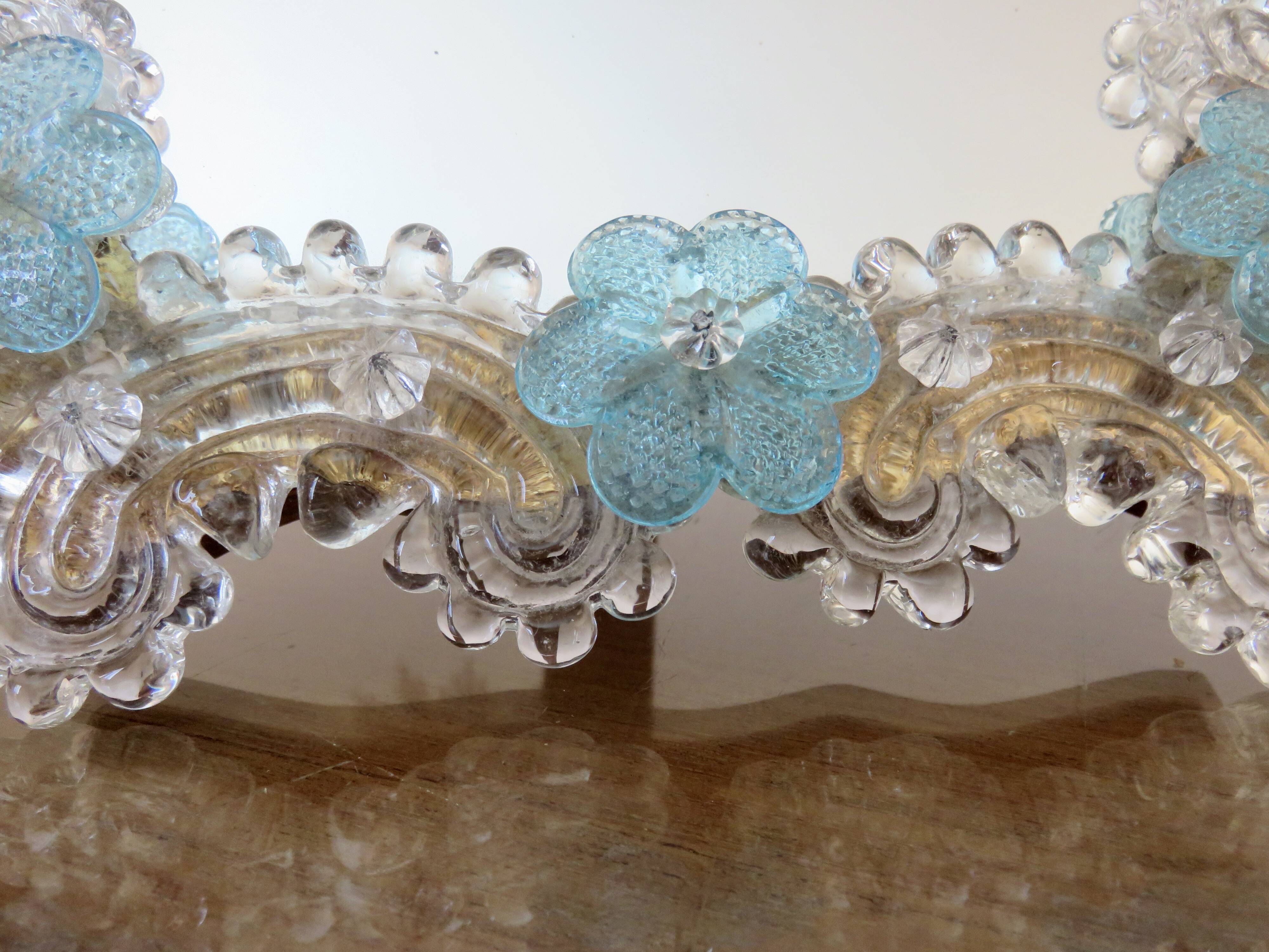 Venetian mirror made of Murano glass, for standing or hanging, 1950.