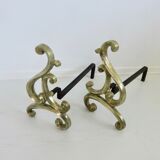 Asymmetrical art nouveau bronze chenets