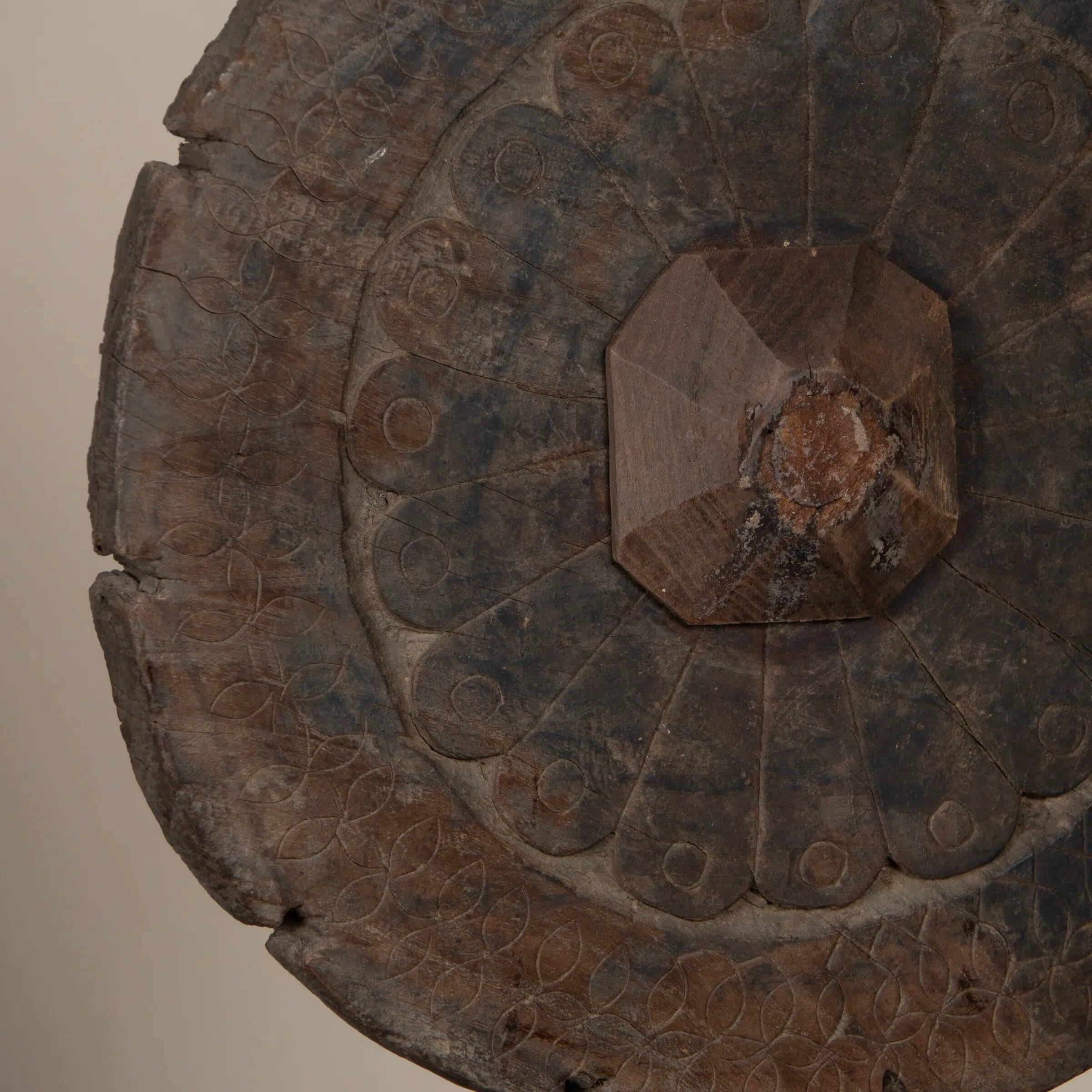 Mandal - Indian wooden wheel on stand no. 1