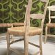 8 rustic oak chairs with patina, straw seating, 1950s.