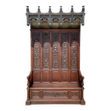 Neo-Gothic Walnut Castle Chest Bench