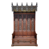 Banc-coffre de Château Néogothique en Noyer