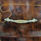 1960s chest of drawers in mahogany and lacquered mahogany with blue glass