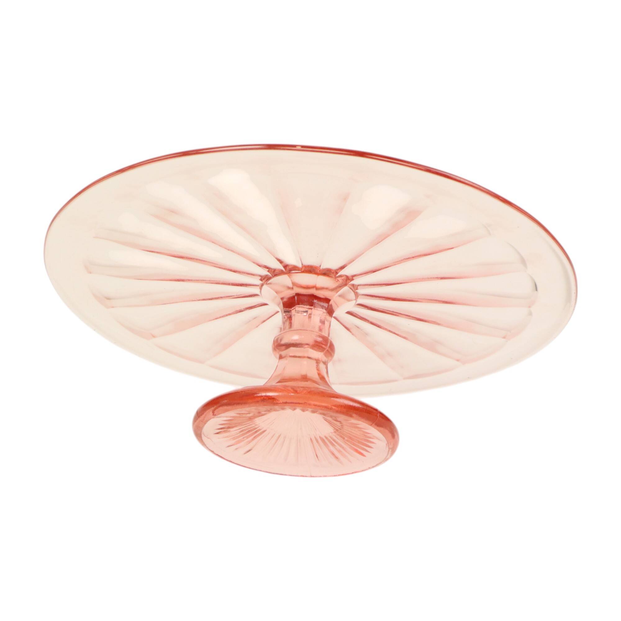 Art Deco Pink Cake Dish Rosaline Depression Glass Verrerie Scailmont