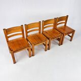 Set of 4 Mid Century Scandinavian Pine Dining Chairs, 1960s