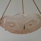 French Art Deco Stamped 1053 Pink Glass Plafonnier Hanging Light Pink Ropes