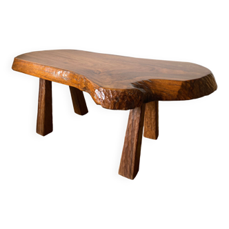 Table basse brutaliste bois massif