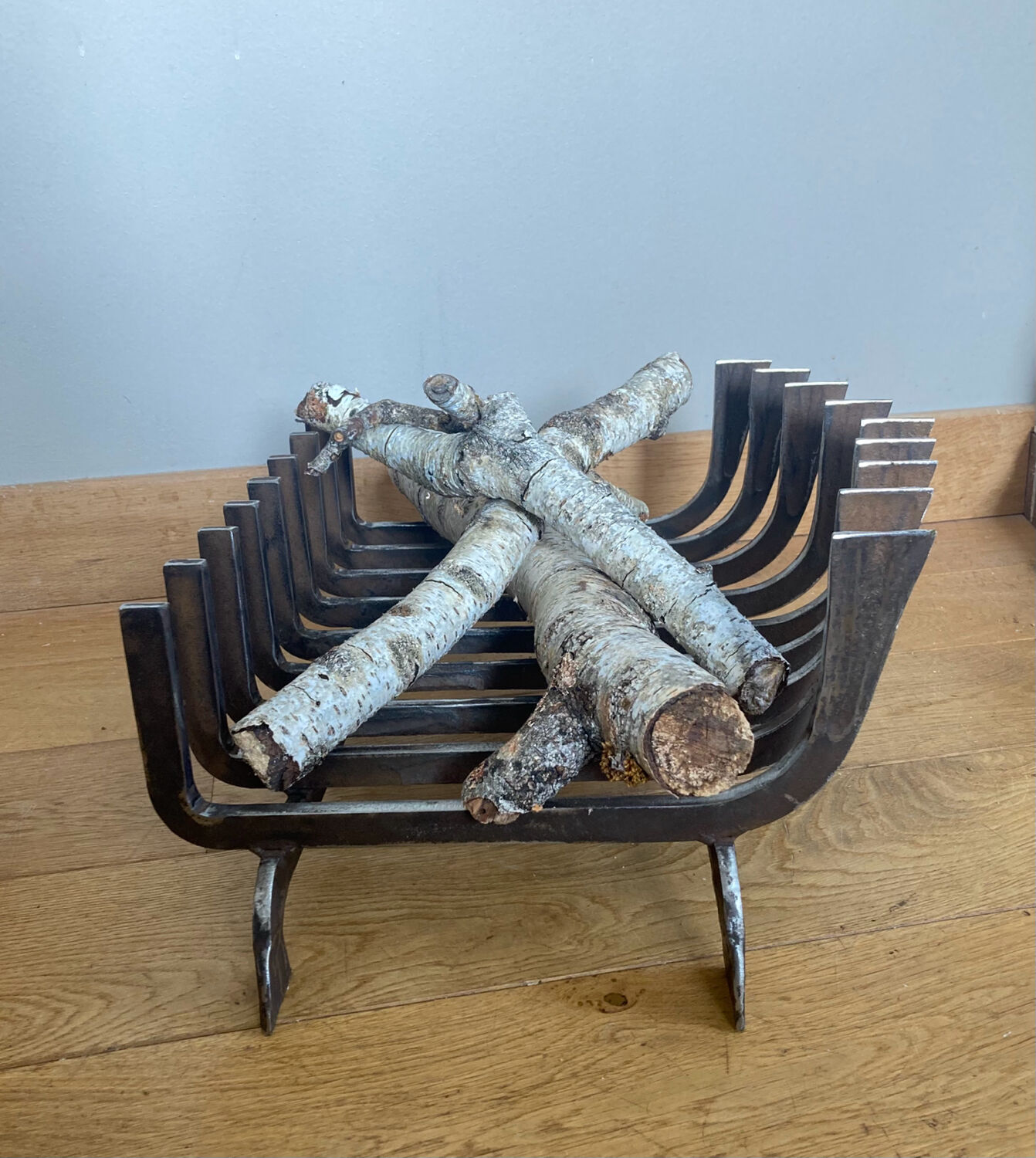 Large 19th century wrought iron log rack