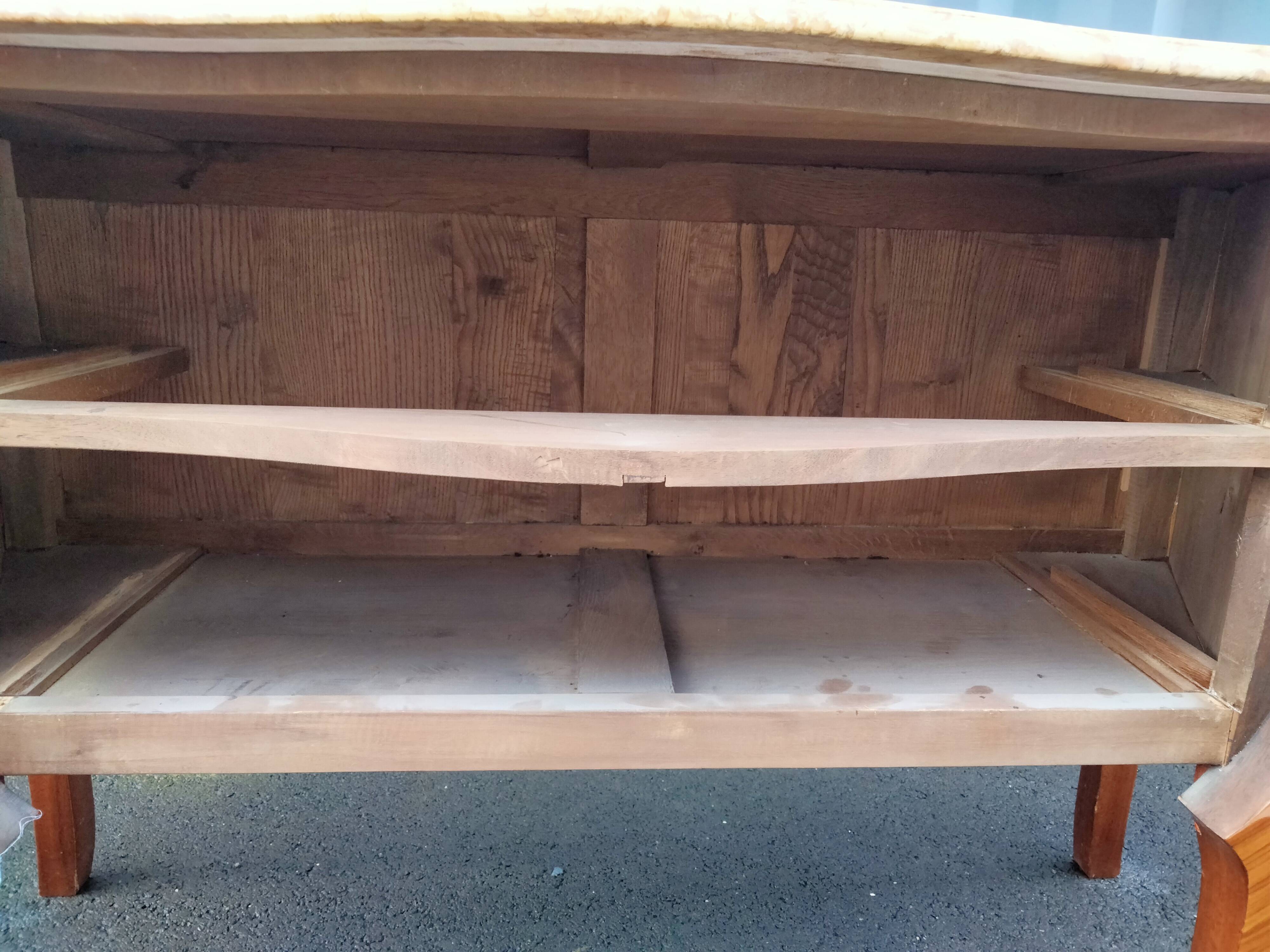 Old style chest of drawers Louis XV marquetry marble top