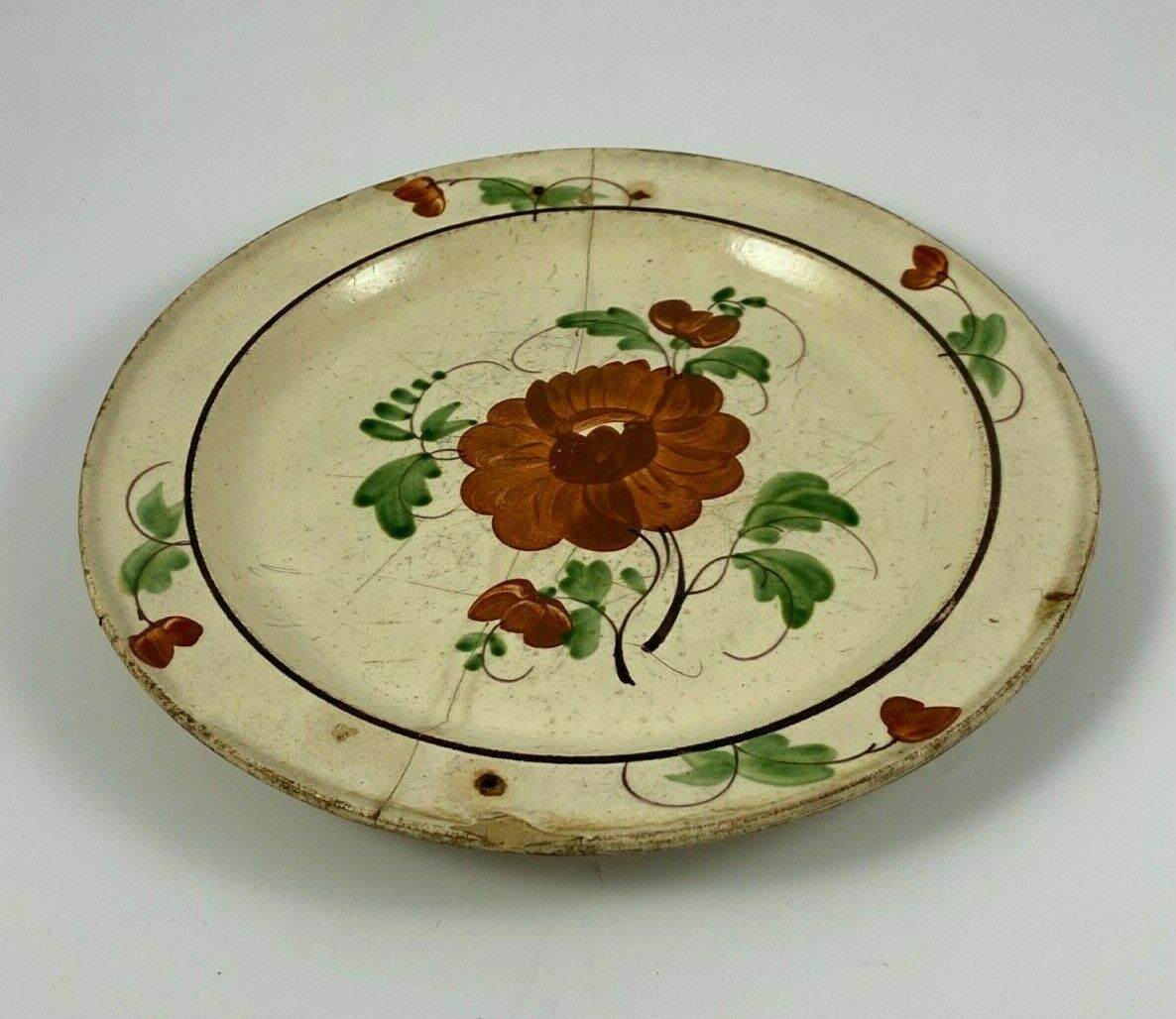 Assiette forges les eaux decor floral fin XVIII debut XIXeme