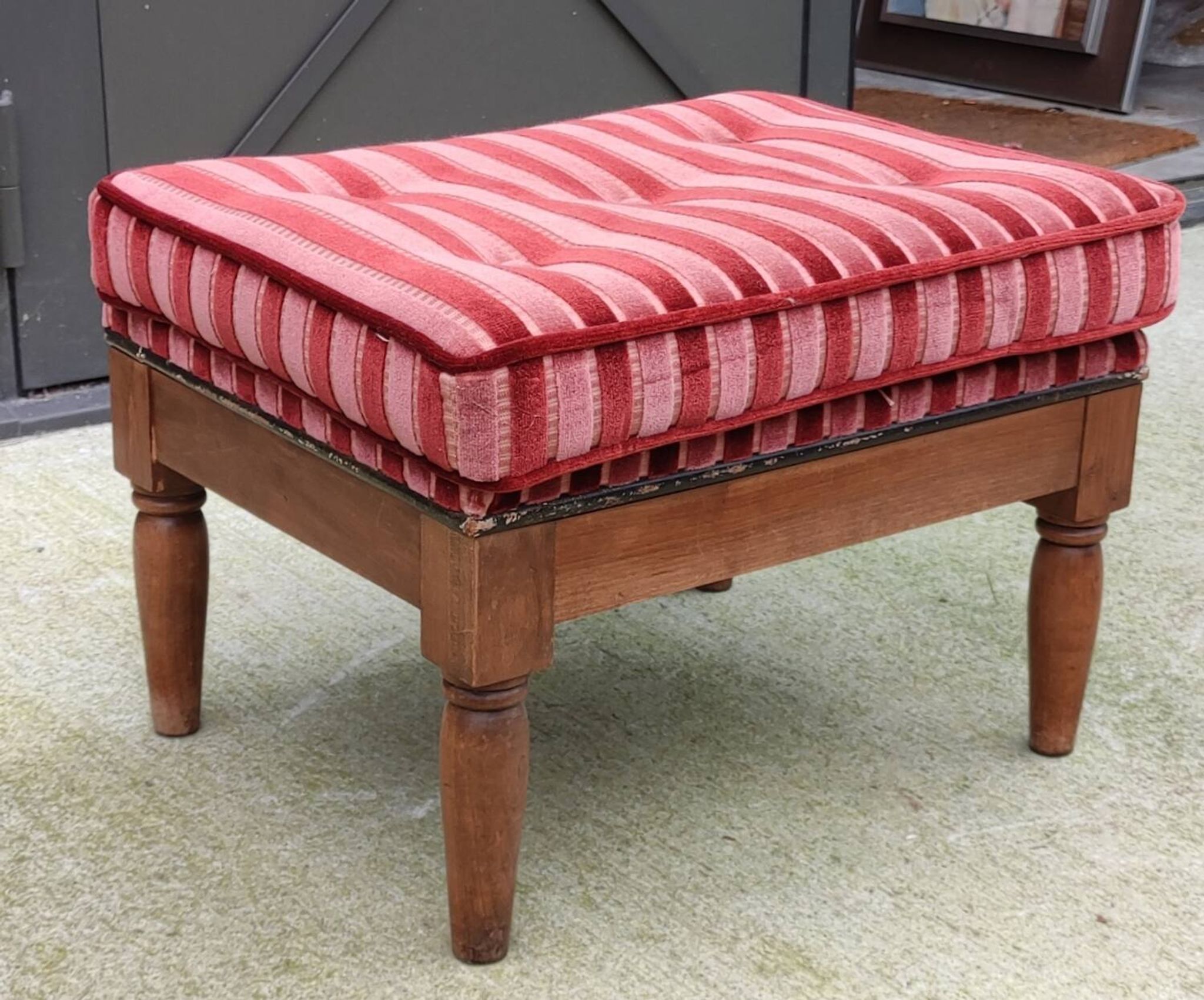 Old armchair and its Louis XVI style footrest/velvet covering