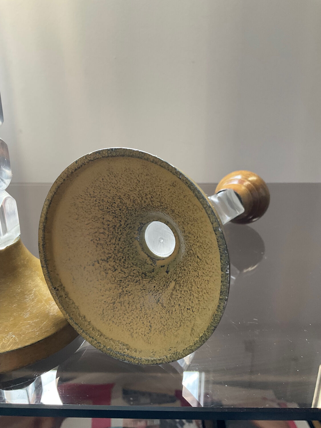 Pair of vintage candle holders in lucite and metal