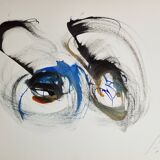 Robert Stenne Abstraction technique mixte aquarelle & encre de chine signé