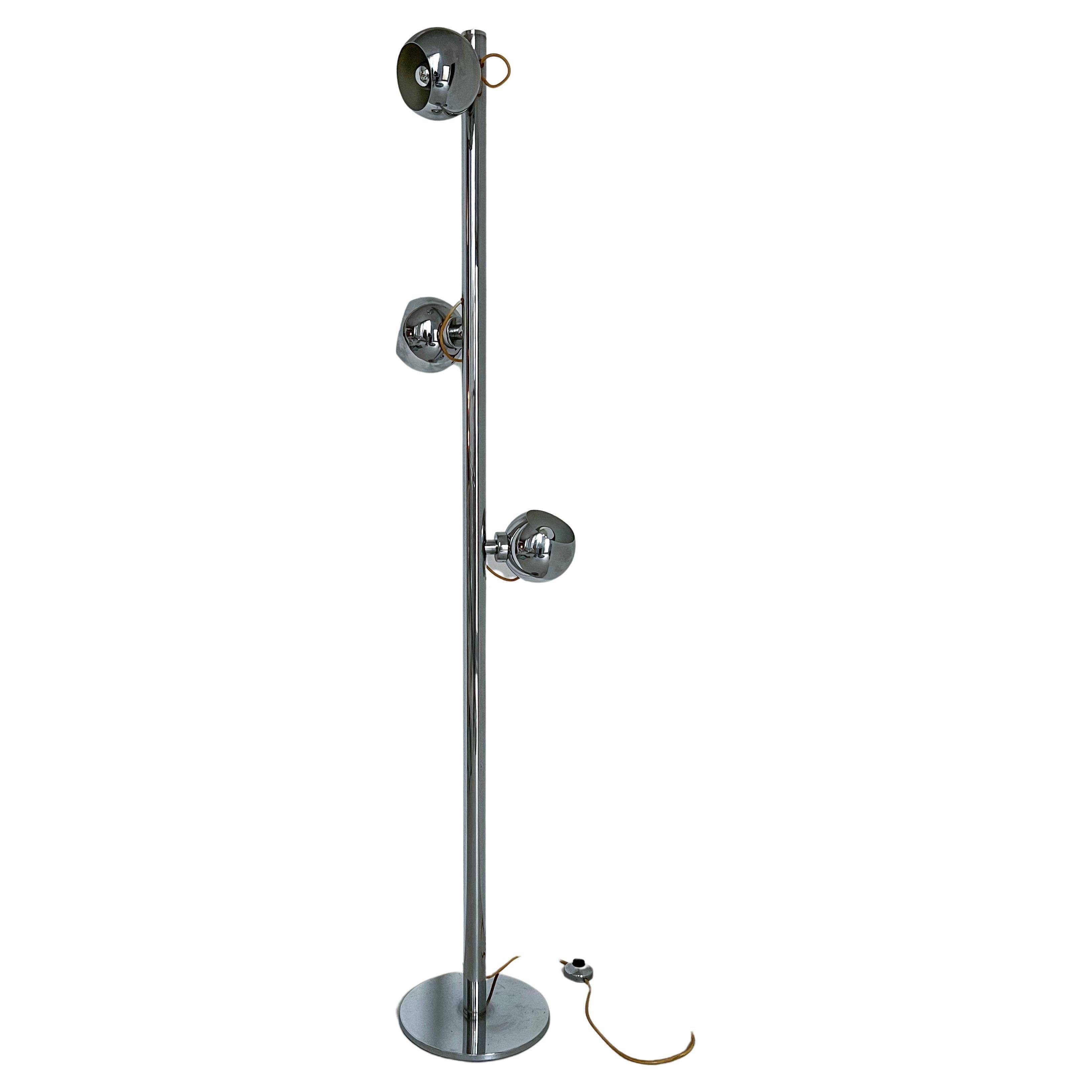 Vintage Goffredo Reggiani floor lamp in chromed metal, Italian Space Age, 1960s