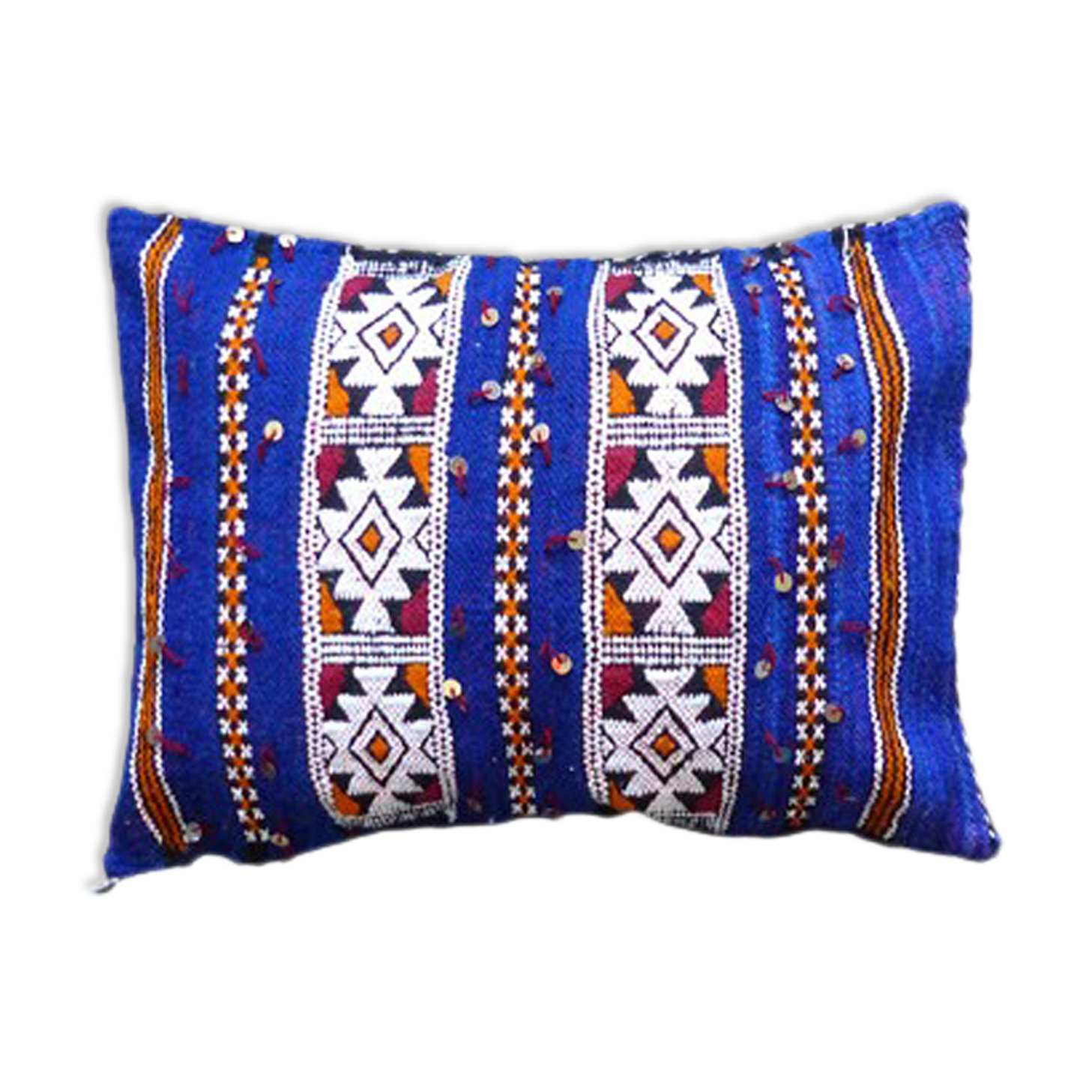 Moroccan kilim cushion blue
