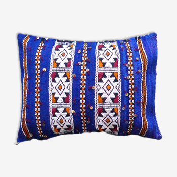 Moroccan kilim cushion blue