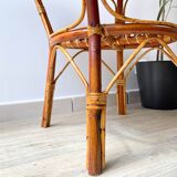 Vintage round rattan coffee table 1970