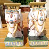 Set of 2 Chinese ceramic elephants