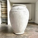 Planter, small whitewashed concrete pot, 1950s
