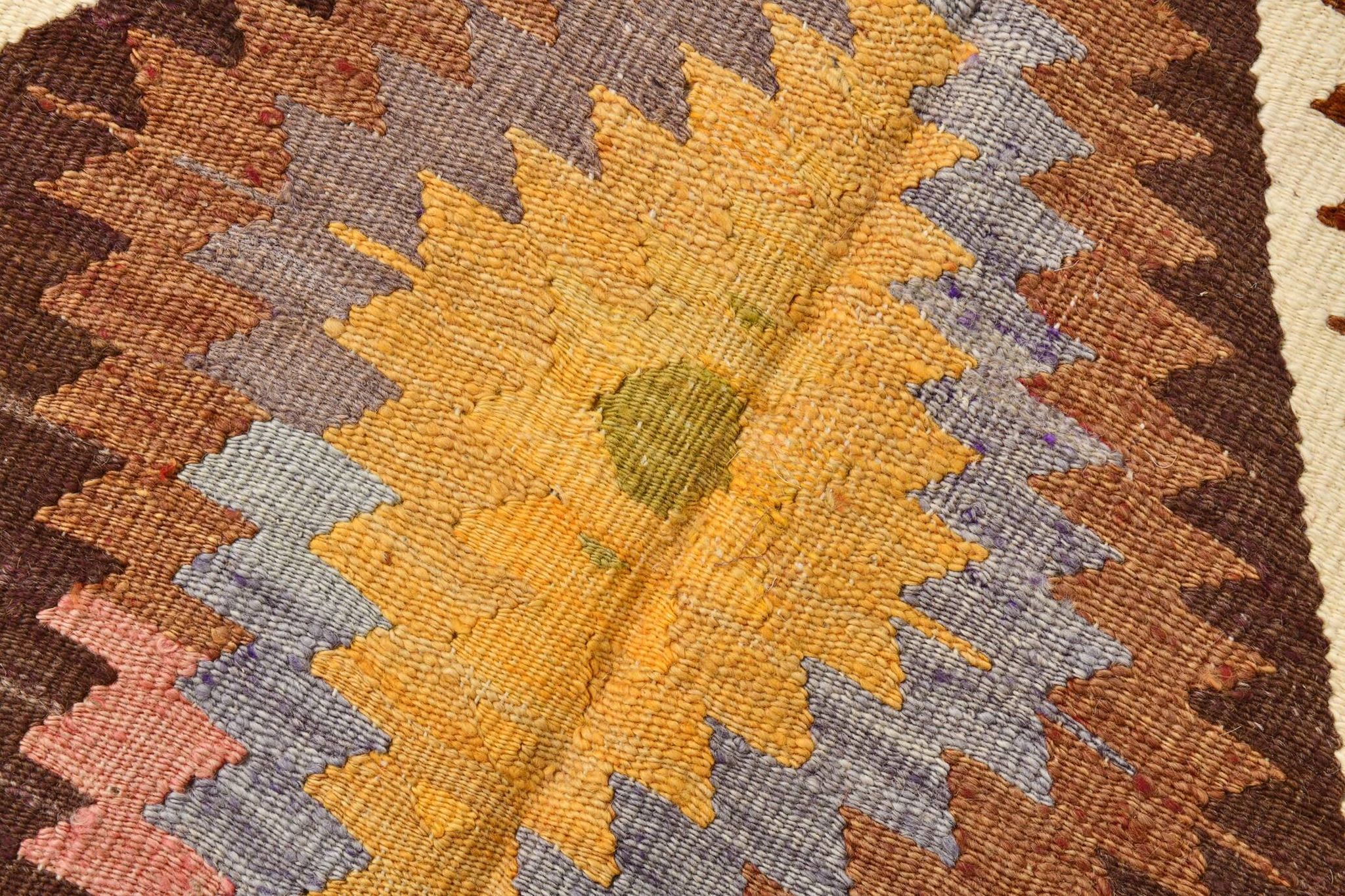 Fade Yellow Long Wide  Vintage Kilim Rug,Geometric Tribal Design,152x296 Cm