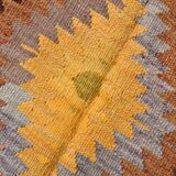 Fade Yellow Long Wide  Vintage Kilim Rug,Geometric Tribal Design,152x296 Cm