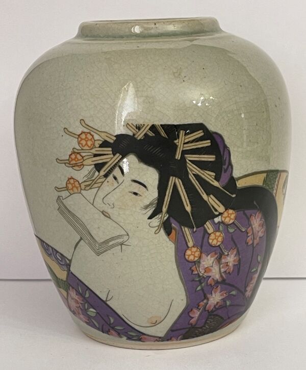 Japon vase polychrome et céladon XIXe Naniwaya Okita Japan Nippon
