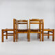 Set of 4 Vintage Pine Chairs, France, 1970s