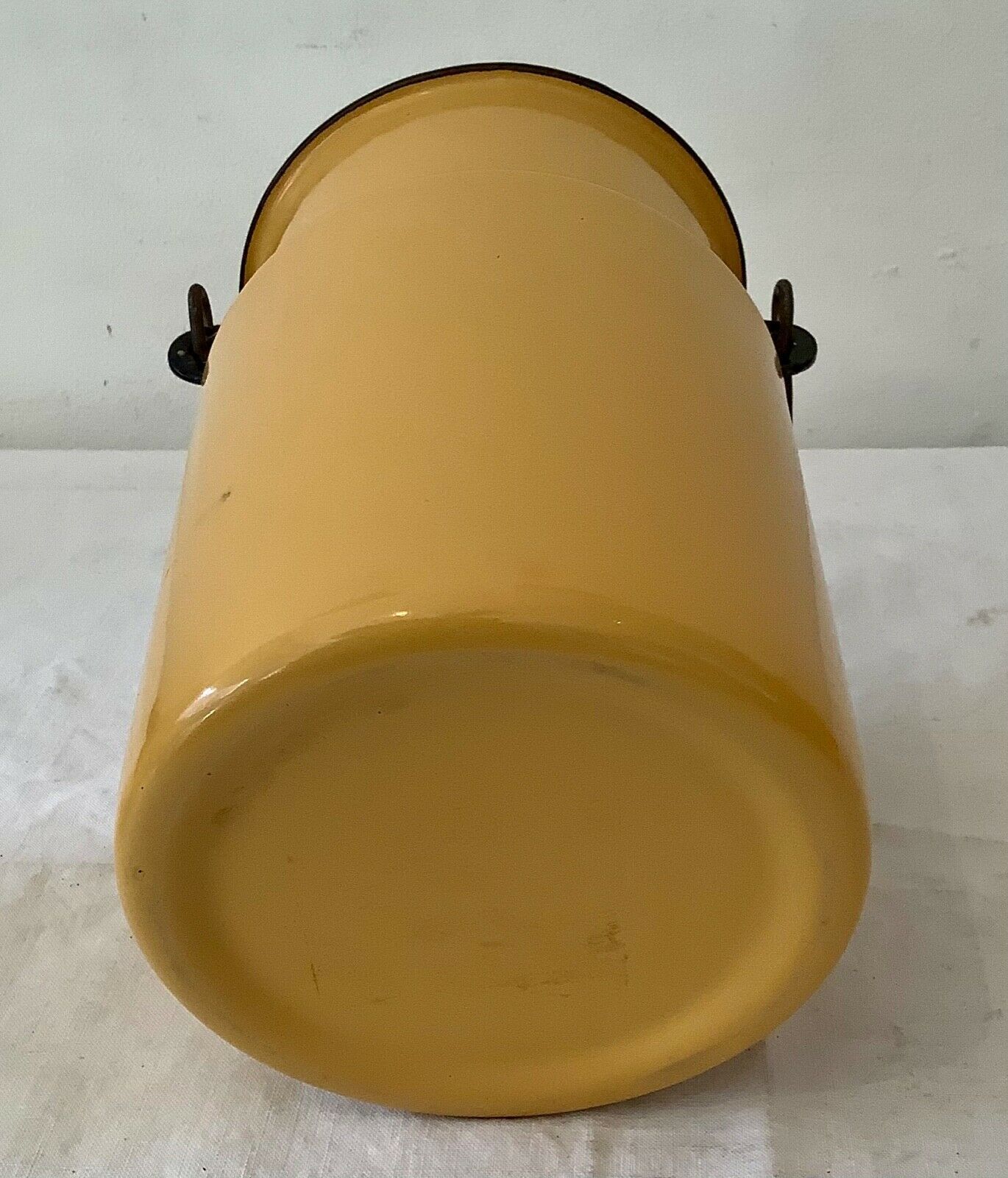 Vintage 1950 yellow enamelled milk pot
