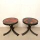 Pair of brutalist side tables, steel and ceramic, 1970