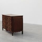 French 18th Century hand crafted oak chest of drawers in Louis XV style