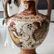 Reproduction Greek Amphora vase in terracotta, cracked effect - Greek Gods/Deities. Signed