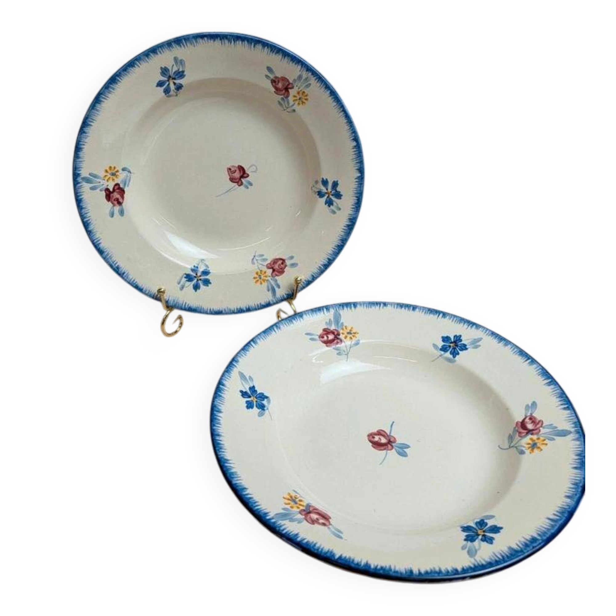 Set of 2 vintage deep plates Digoin Sarreguemines Marie-lou Terre de Fer