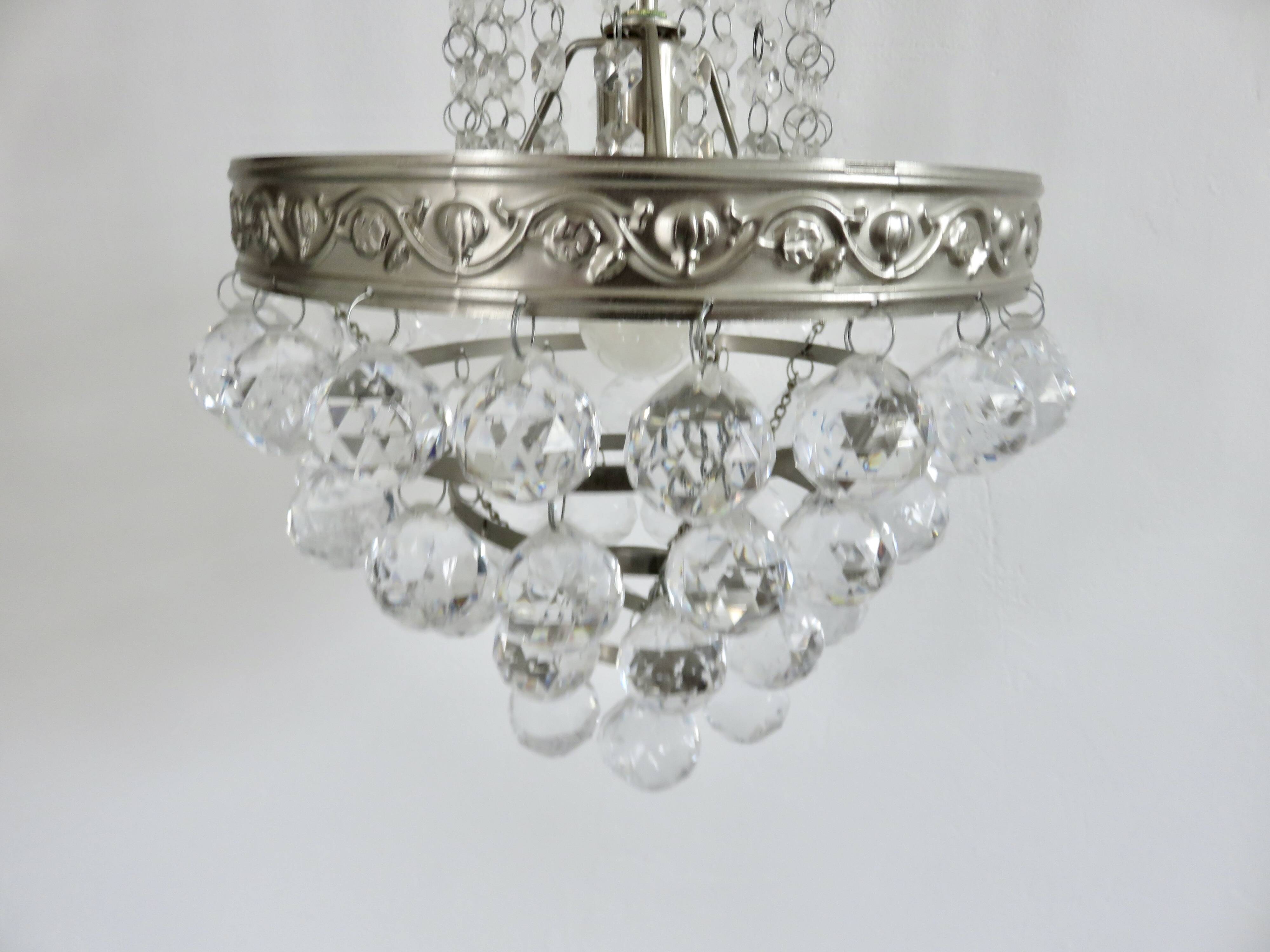 Lustre montgolfière panier à pampilles