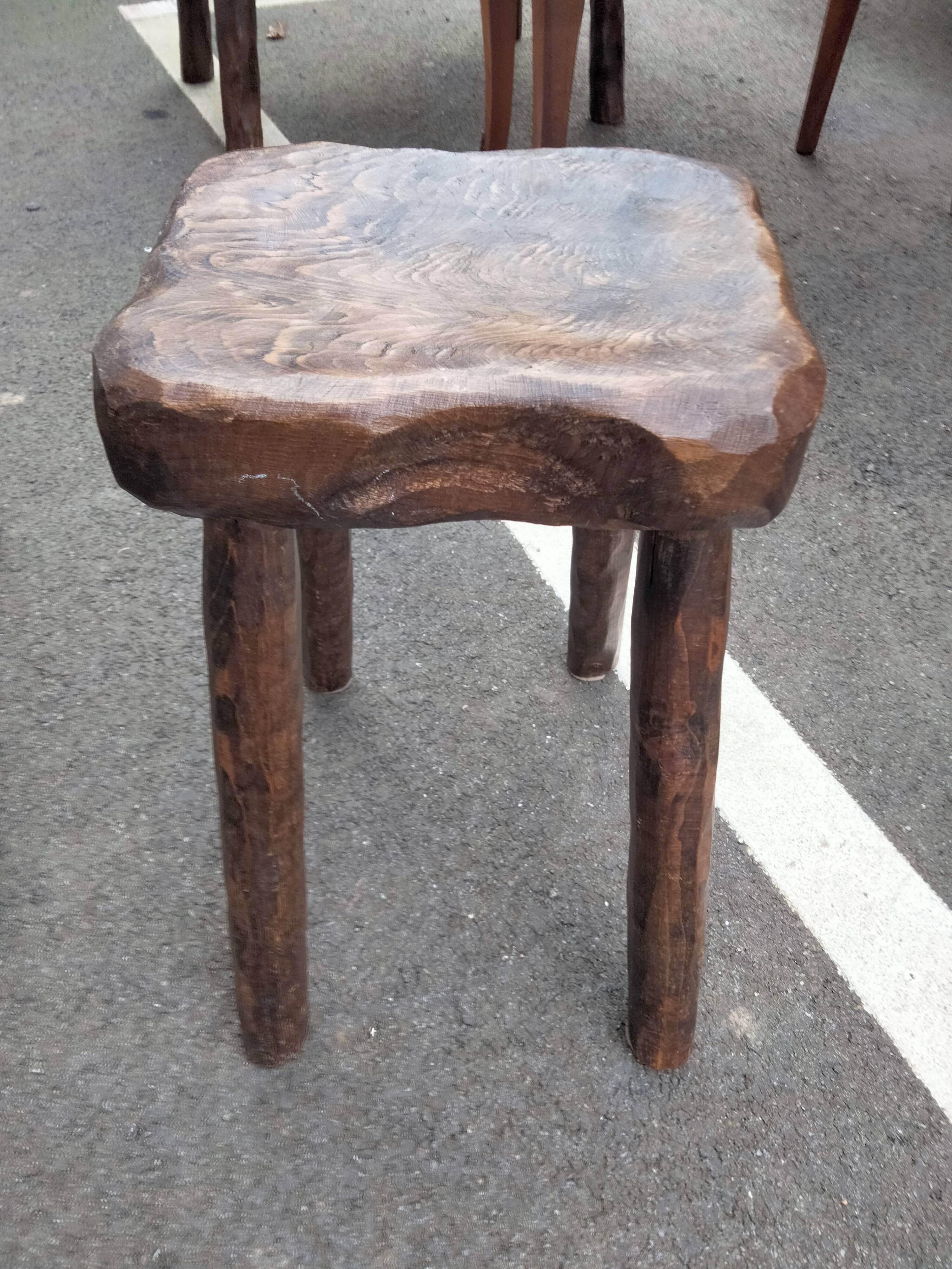 Pair of antique wooden chair stools vintage tree trunk décor