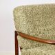 Wooden vintage brown armchair, olive green long hair, design by Z. Bączyk - 2 pieces available