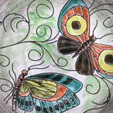 Old ceramic dish Valauris. Butterfly dish.