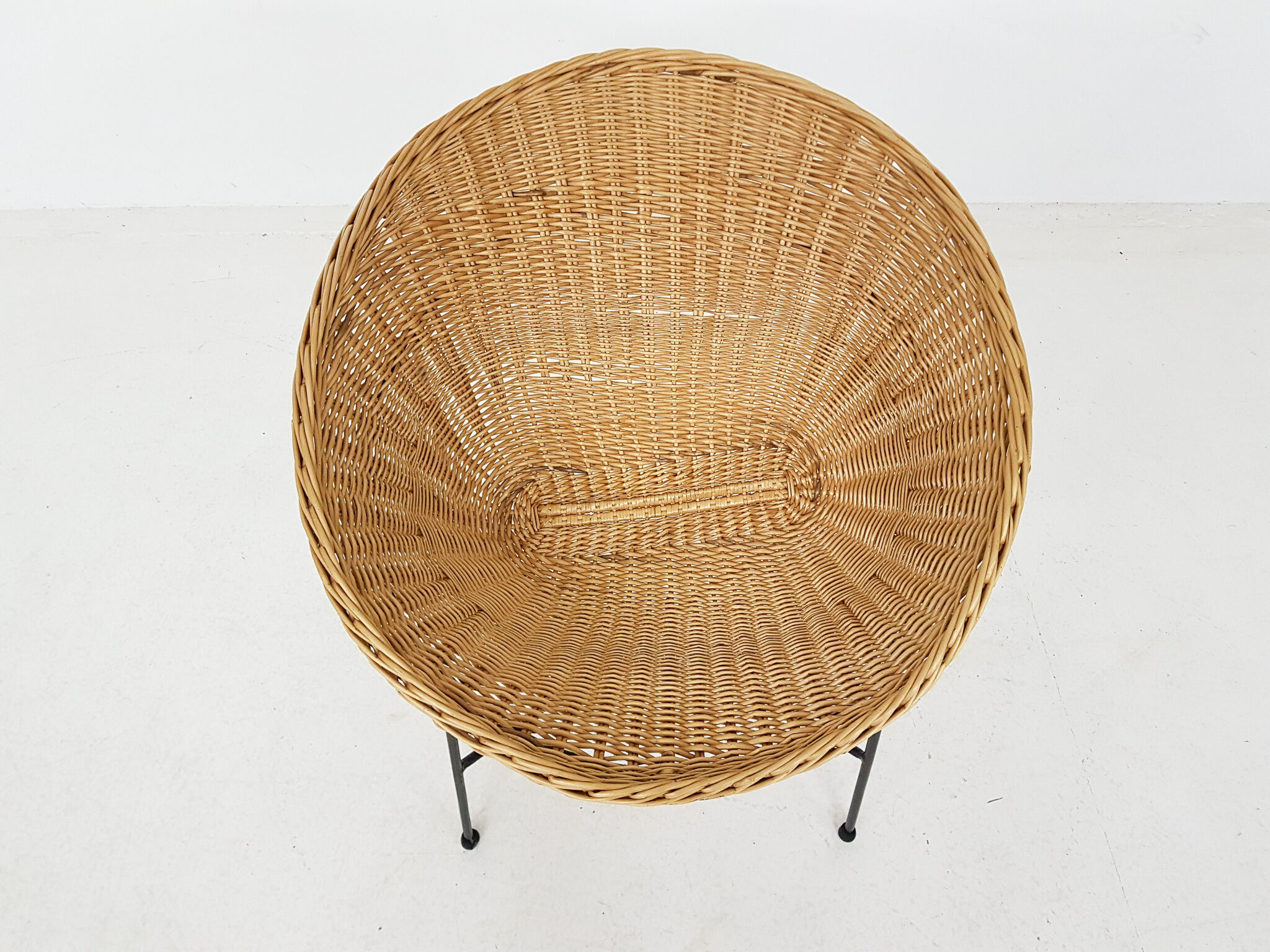 Rattan and metal lounge chair, The Netherlands 1950