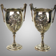 Ferdinand barbedienne 1810/ 1892 pair of silver bronze cups from the 19th to set de putti