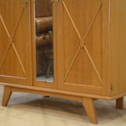 Oak wardrobe with Saint-Gobain mirror from the 1960s.