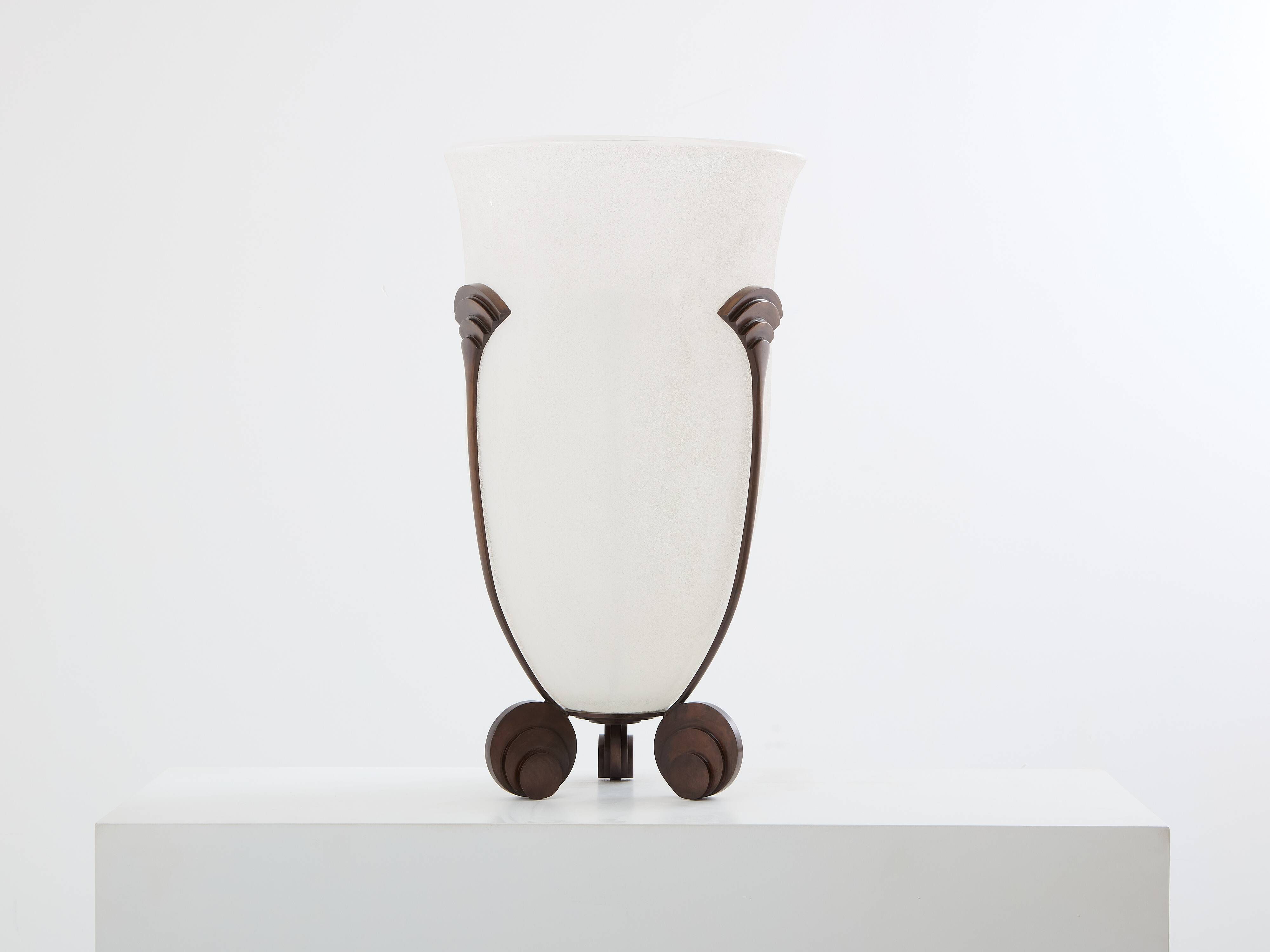 Large Art Deco frosted glass vase by Karl Springer for Seguso 1980